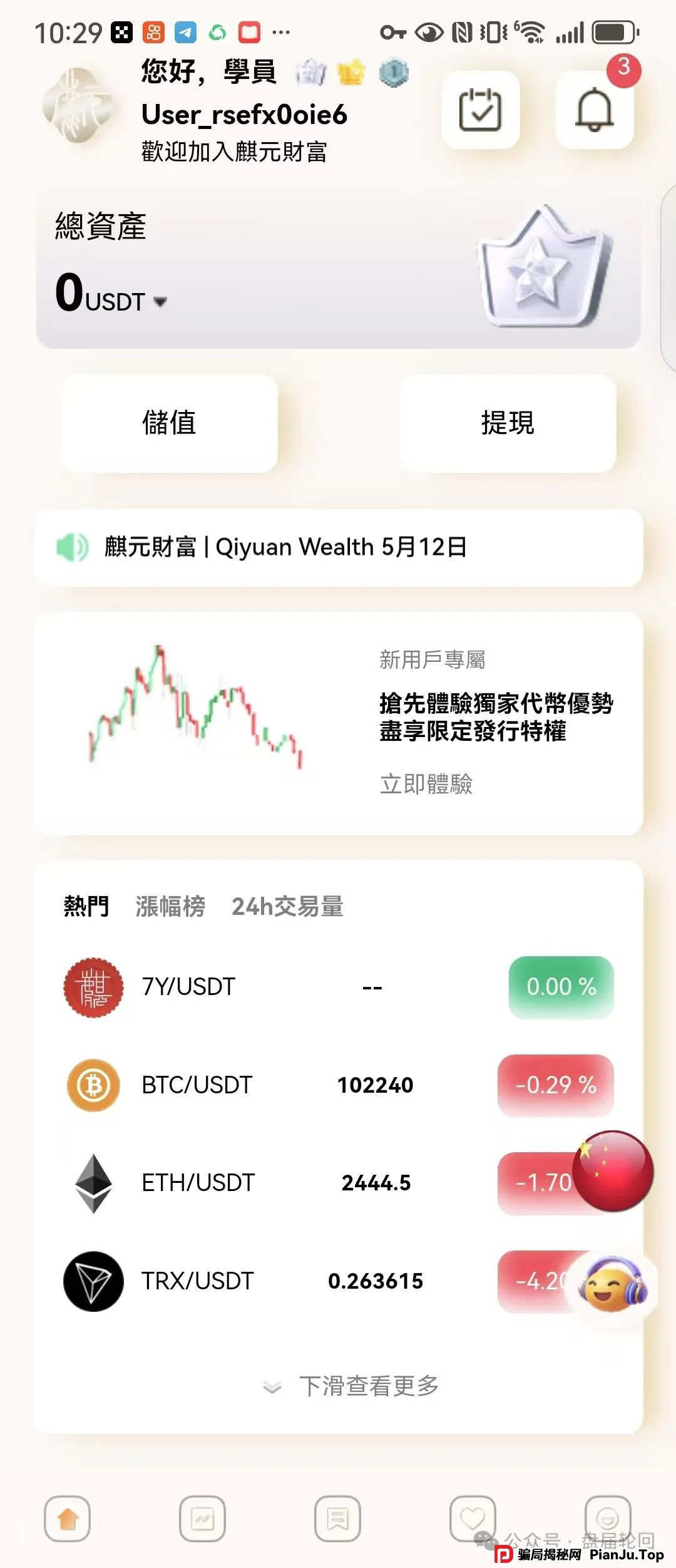 【麒元财富】量化交易跟单骗局 缅北诈骗项目 受骗会员上万 高危预警 聪明的会员早已经撤退