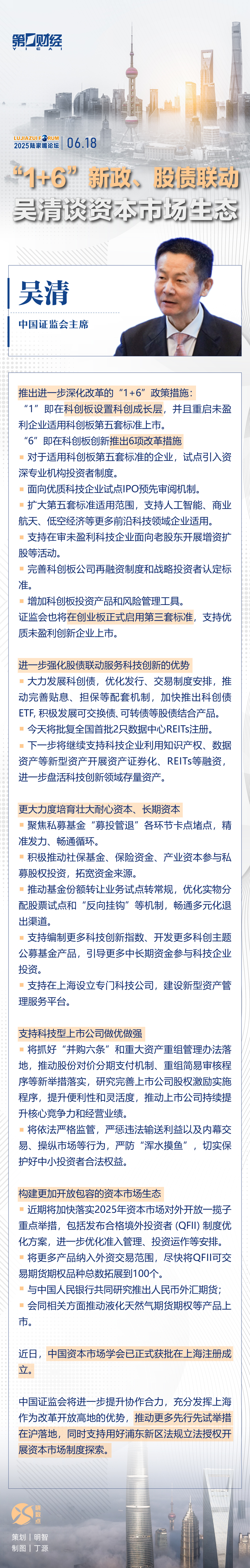 一图速览｜2025陆家嘴论坛上，证监会主席吴清讲话释放哪些信号？