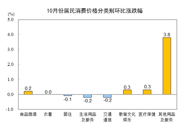 10月CPI同比上涨0.2%，环比上涨0.2%