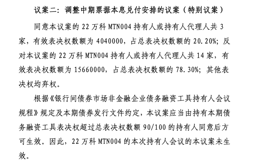 万科中票展期方案再被否，仅获一个月宽限期