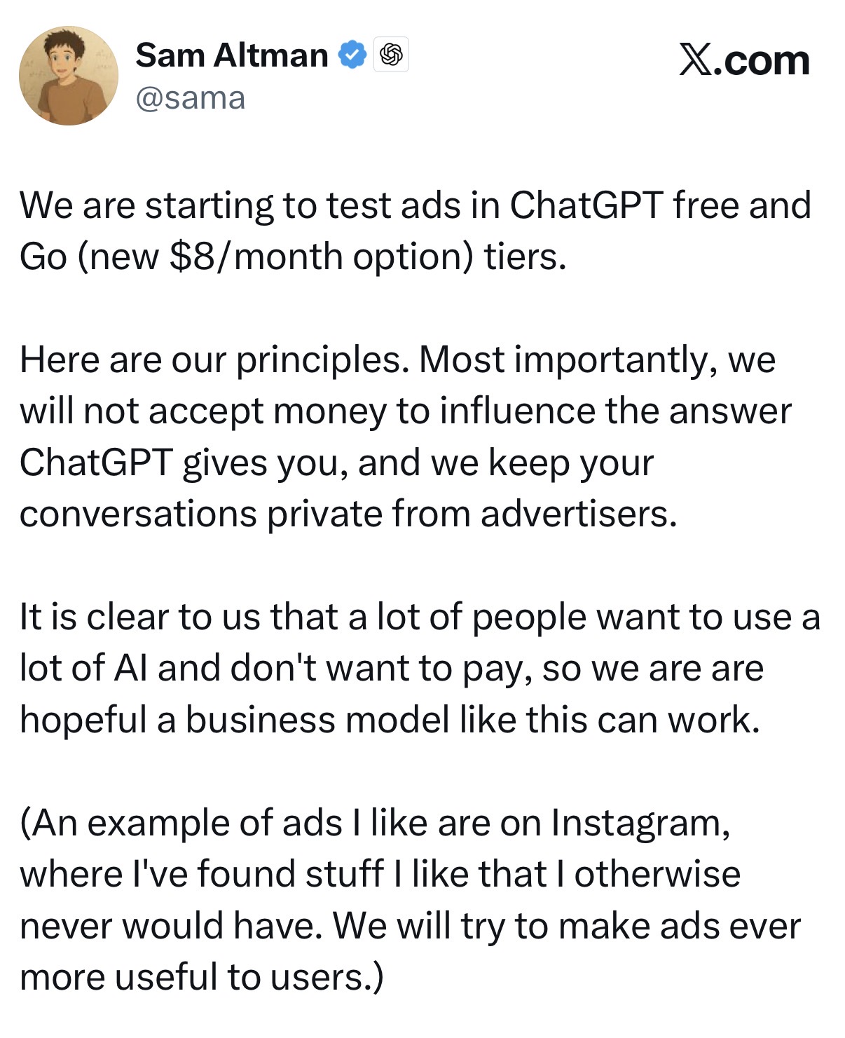 OpenAI等不起了?ChatGPT宣布加广告,用户不买账(3) OpenAI等不起了?ChatGPT宣布加广告,用户不买账(3)