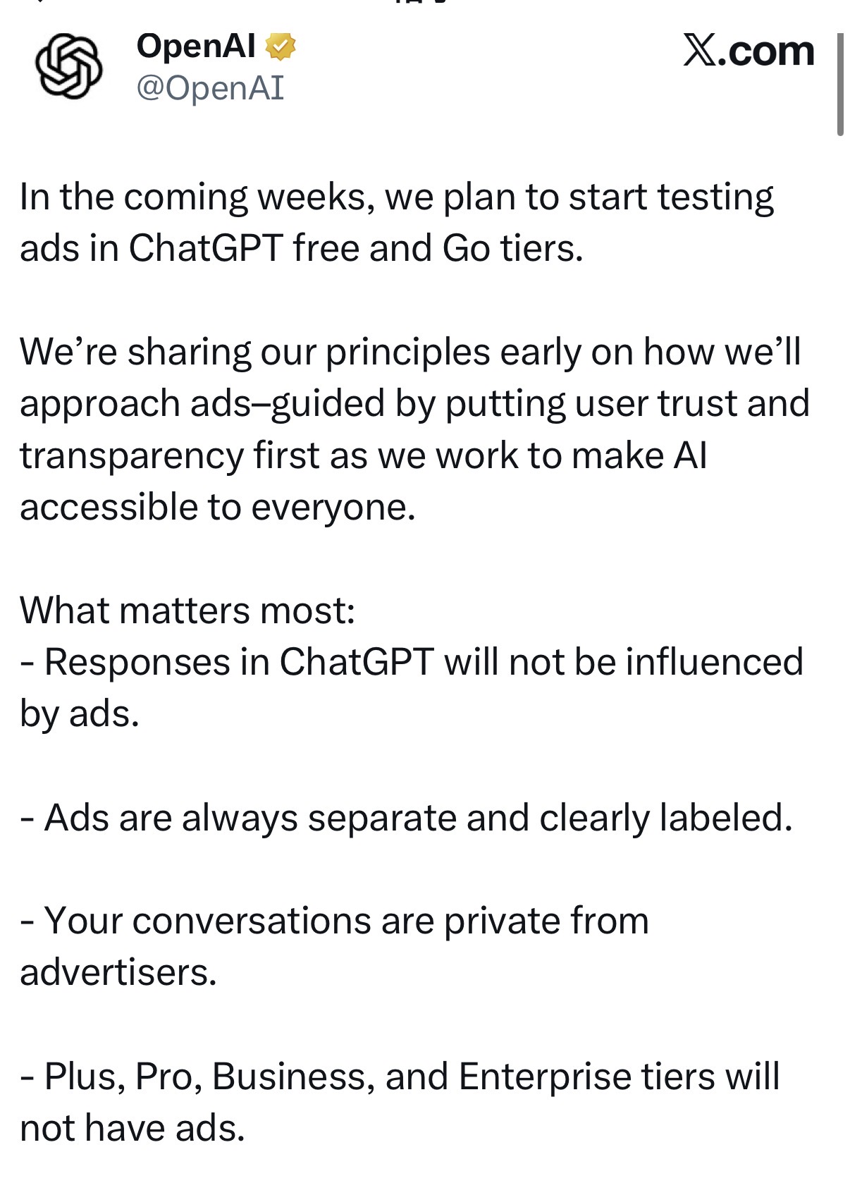 OpenAI等不起了？ChatGPT宣布加广告，用户不买账
