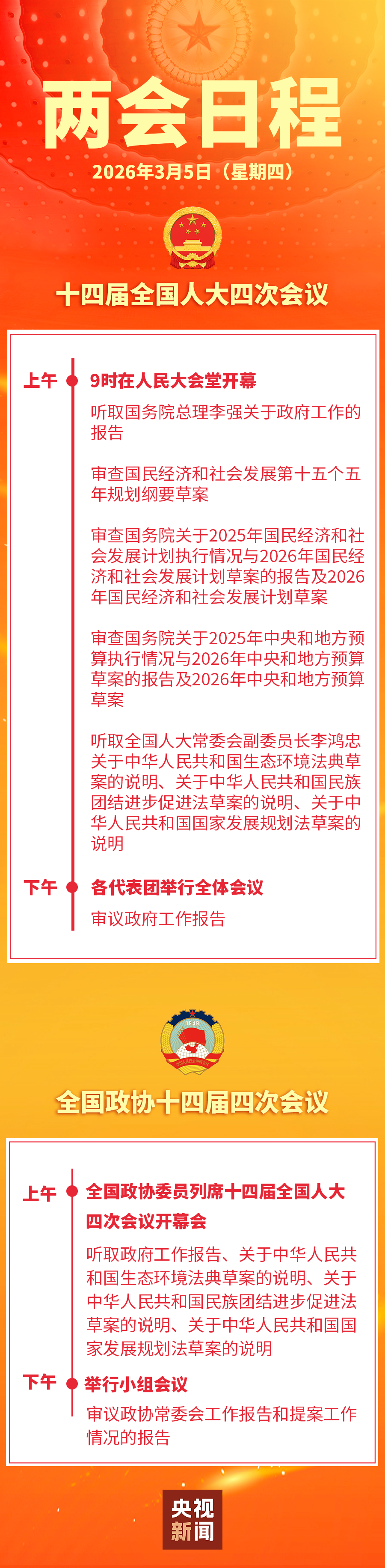 十四届全国人大四次会议上午9时开幕
