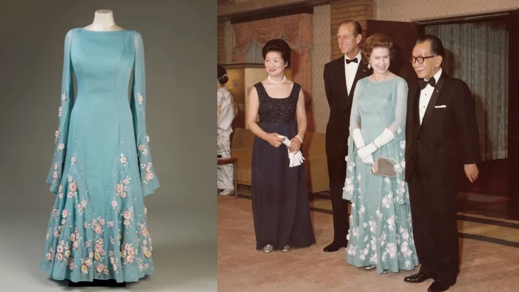 日本穿樱花、中国绣牡丹，王室新展揭秘英国女王礼服外交(5)