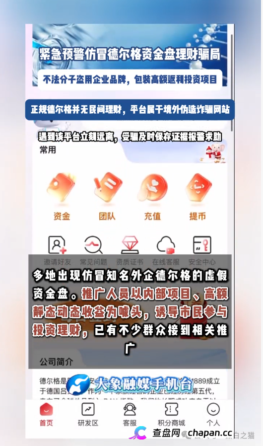 伪冒“德尔格”资金盘U充值，高额返利为诱饵继续诱骗，官媒发声请远离杀猪盘......(12)