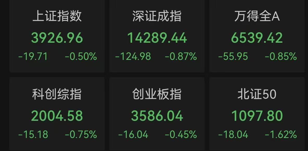 收盘｜沪指跌0.5% 创新药板块涨幅居前(1)